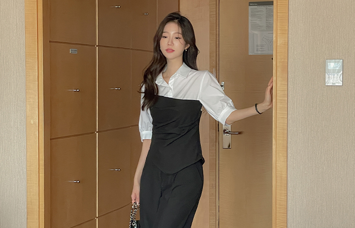 Merry Shirt Color Combination Set-up Blouse