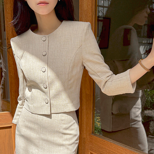 Jane Linen quality Crop Jacket