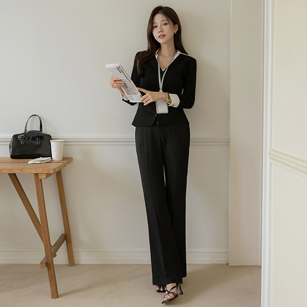 Simple Modern Linen Semi- Boot-Cut Span Slacks