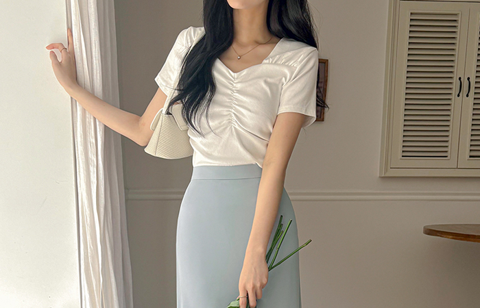 Shirring Span Corduroy T-shirt