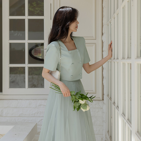 로멀 Square Neck Crop Set-up Jacket