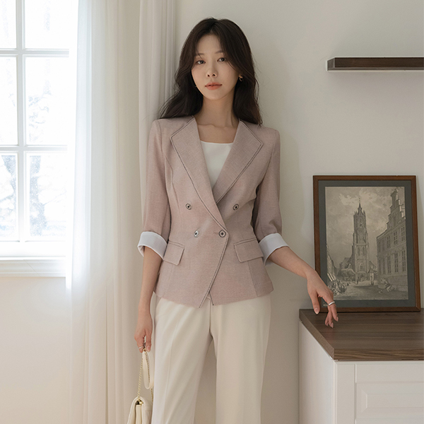 Classic Sleeves Color Combination Summer Tweed Jacket