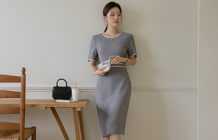 Classic H-line Color Combination Dress