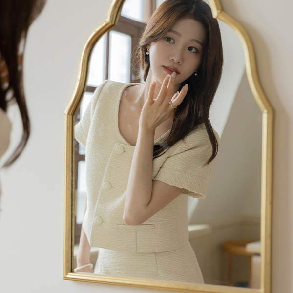honey Tweed Crop Set-up Jacket