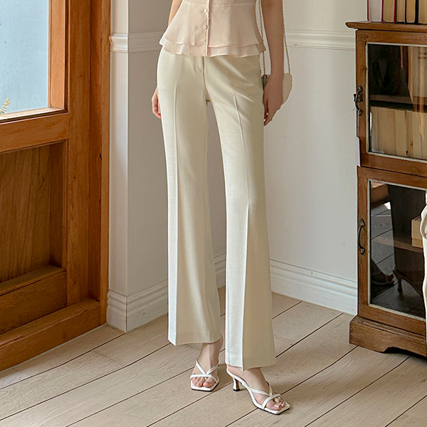 Soft Linen Boot-Cut Span Slacks