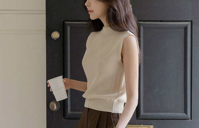 Half-Highneck Set-up Sleeveless shirts Knit