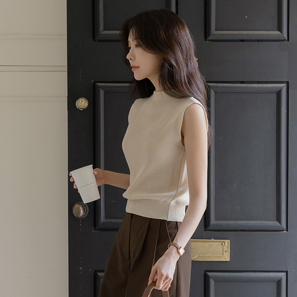 Half-Highneck Set-up Sleeveless shirts Knit