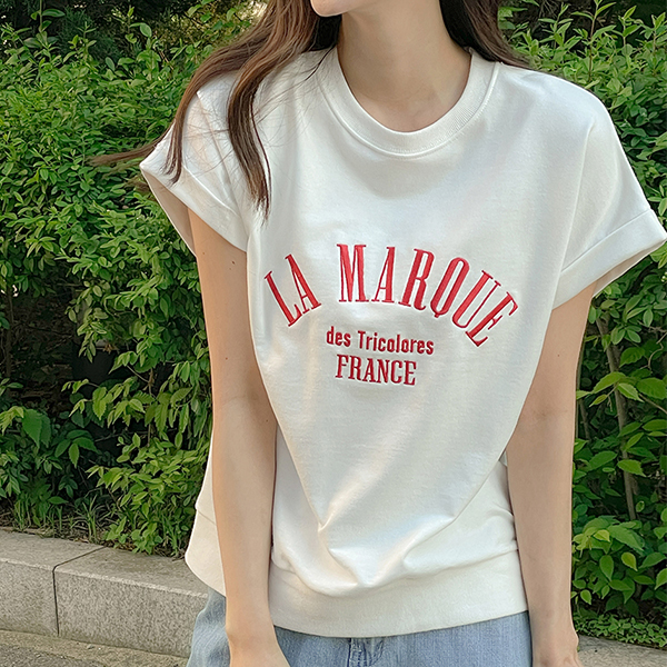 Lettering Point Roll-up Sleeves Man to man