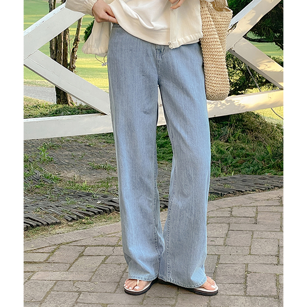 T wide fit Back Banding Denim Pants