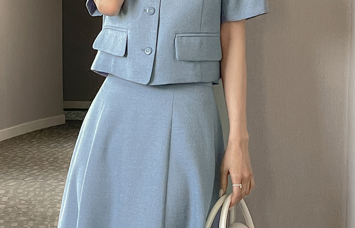 Tweed Linen A-line Set-up Skirt