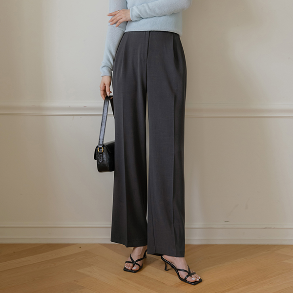 Easy Back Banding Linen Wide Slacks