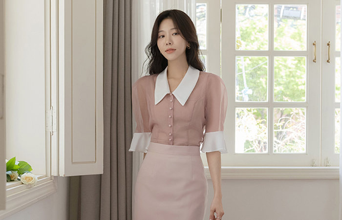 Rosy Color Combination Organza Blouse