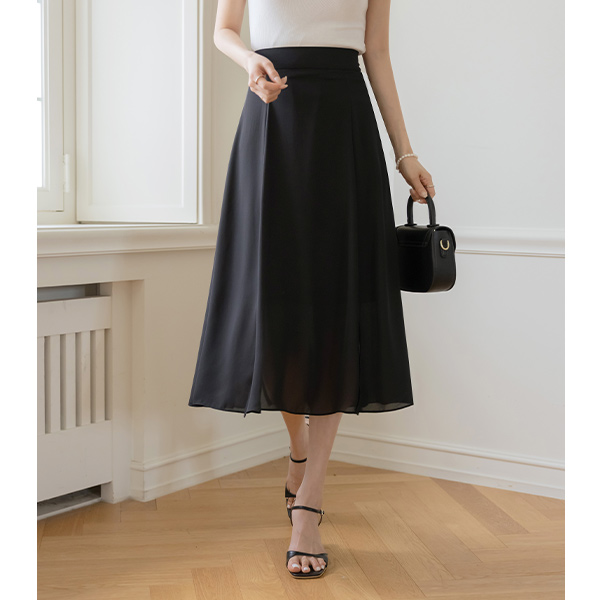 Cool Slit Flared Long Skirt