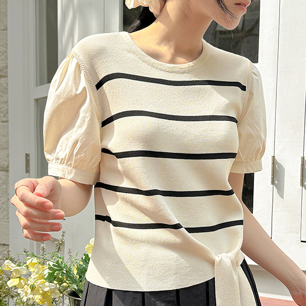 Knot Point Stripe Color Combination Sleeves Knit