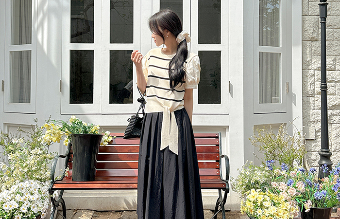 Knot Point Stripe Color Combination Sleeves Knit