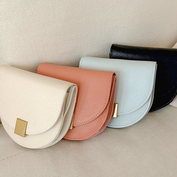 Cowhide Half-Moon Gold Mini Wallet Cross Bag