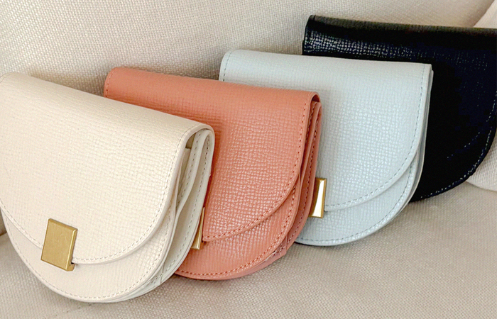 Cowhide Half-Moon Gold Mini Wallet Cross Bag