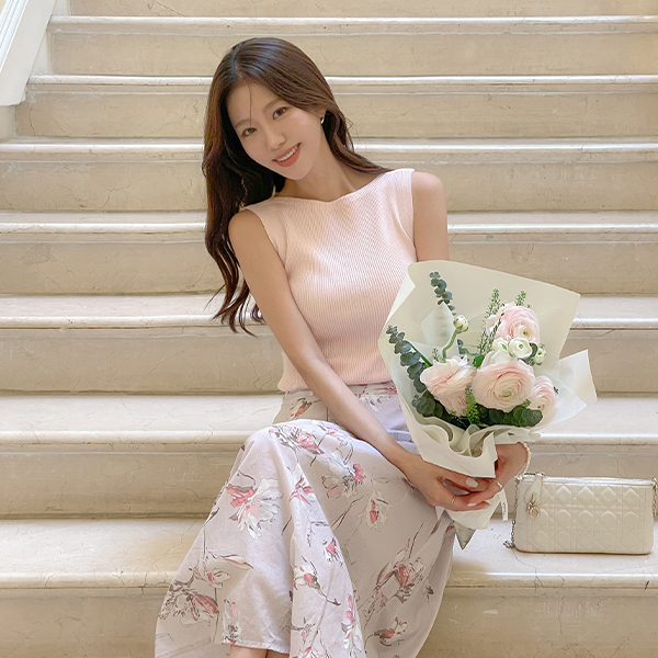 plain Lip-Neck Corduroy Sleeveless shirts Knit