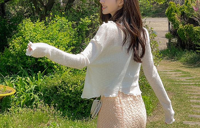 Lovely Frill Neck slender Summer Cardigan