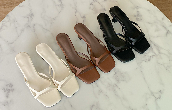 plain unique Square Sandal Heel