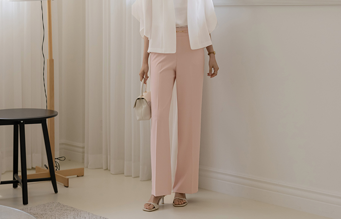 Chain Decoration Clean Slim Fit Slacks