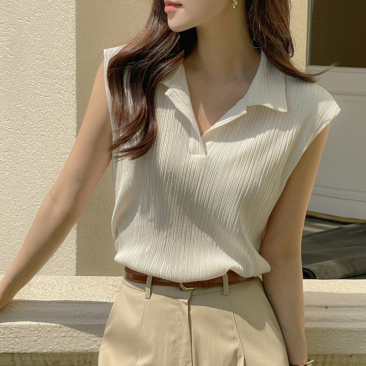 [O:neul] 그레잇 Pleats Polo T-shirt