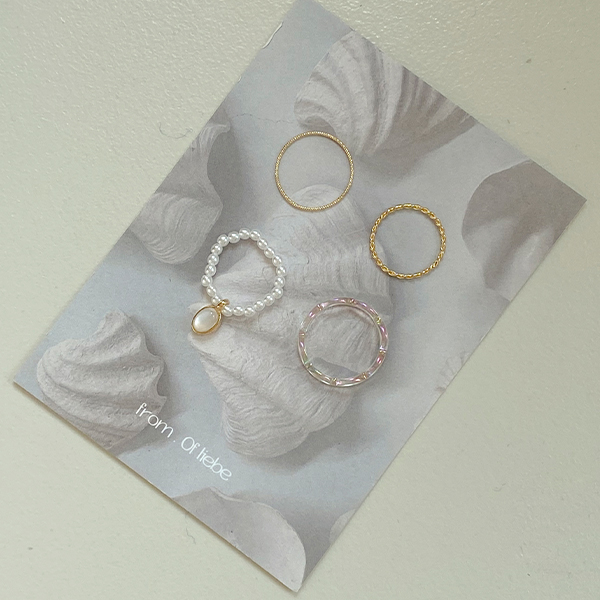 로맨스 Pearl&Gold Ring(4set)