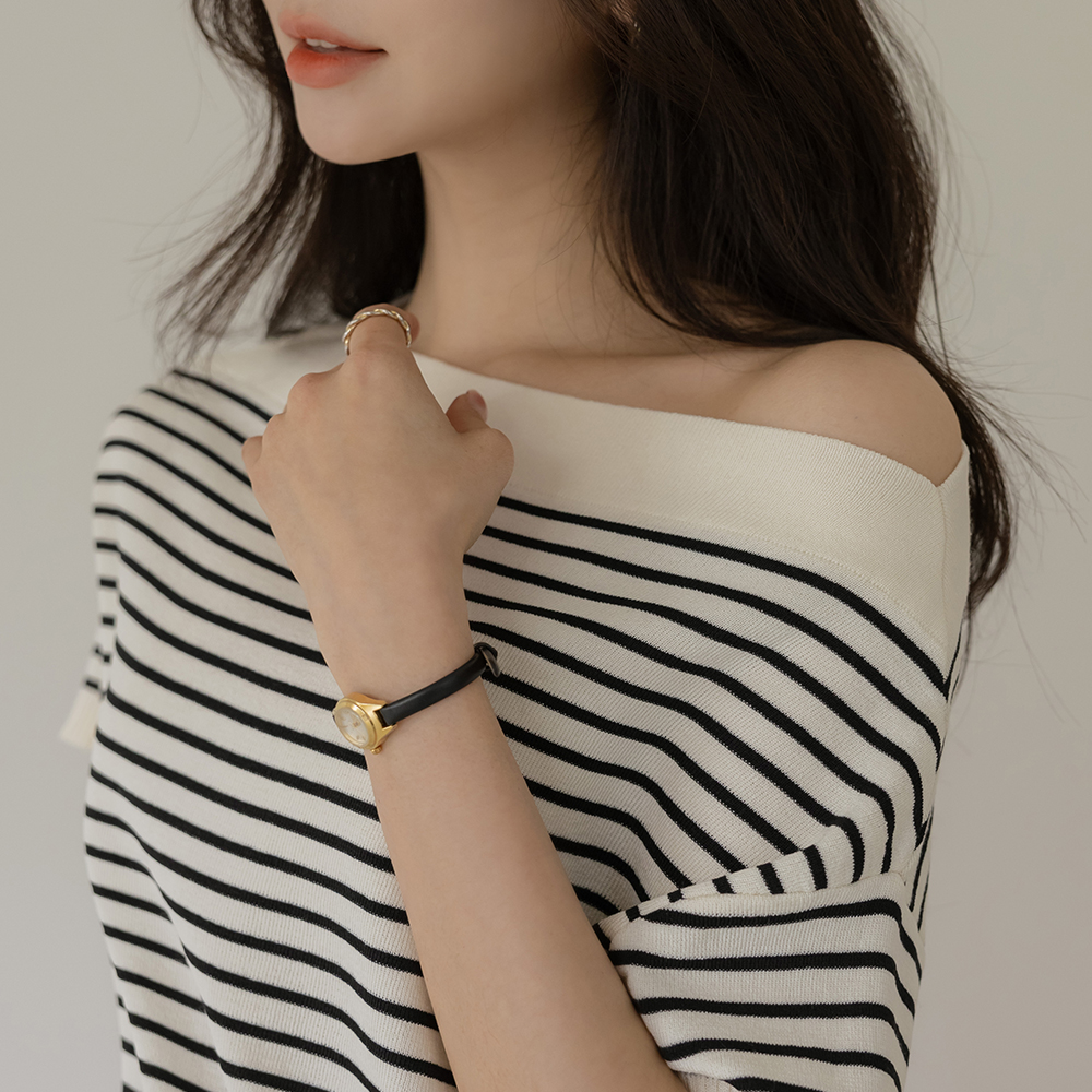 Stripe Off Shoulder Knit