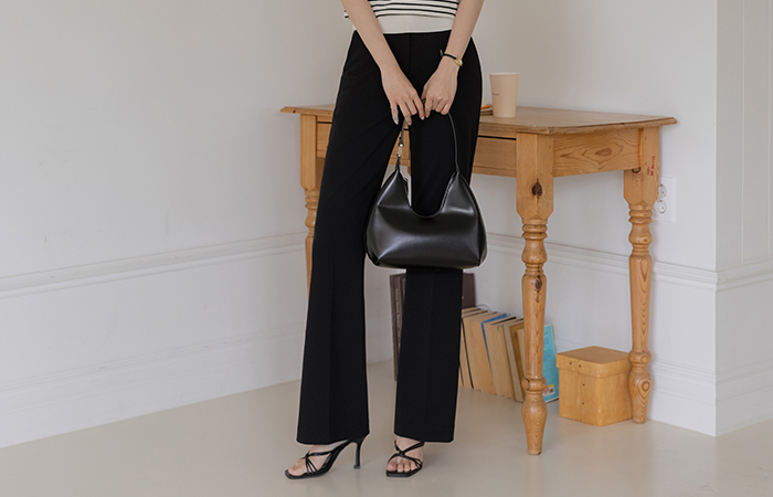 Center Front Vent Bag Point Span Semi- Boot-Cut Slacks(Summer)