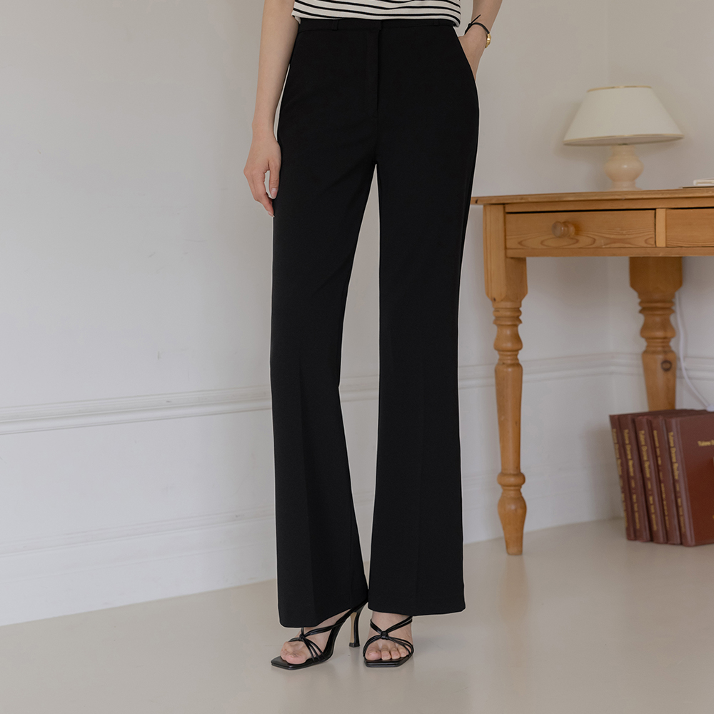 Center Front Vent Bag Point Span Semi- Boot-Cut Slacks(Summer)