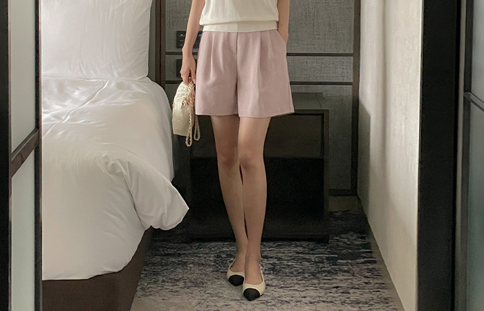 Pastel Pintuck Linen Tweed Harp Pants