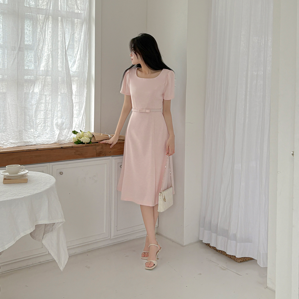 Puff A-line Dress(+Belt)