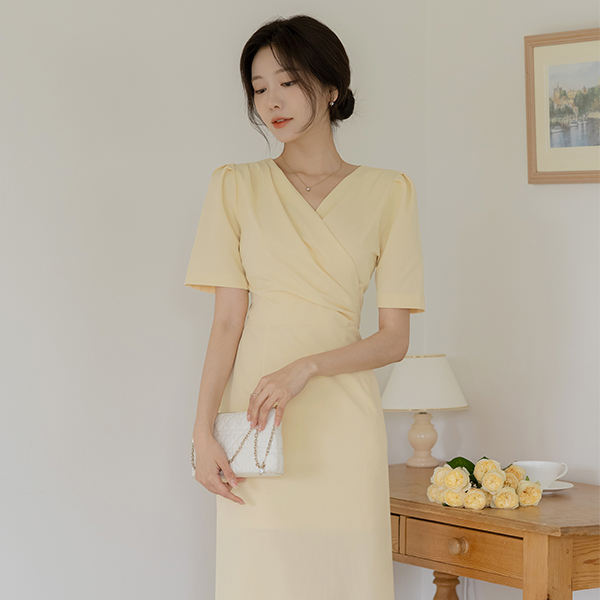 Wrinkle Wrap Style 쫀득 H-line Dress