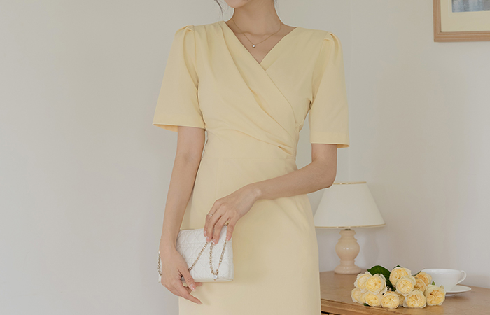 Wrinkle Wrap Style 쫀득 H-line Dress