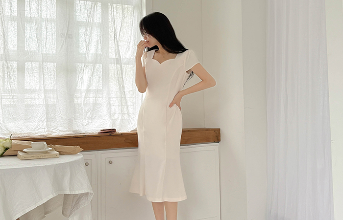 Romantic Heart Neck Mermaid Dress