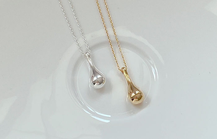 Simple Water drop Bold Silver&Gold Necklace