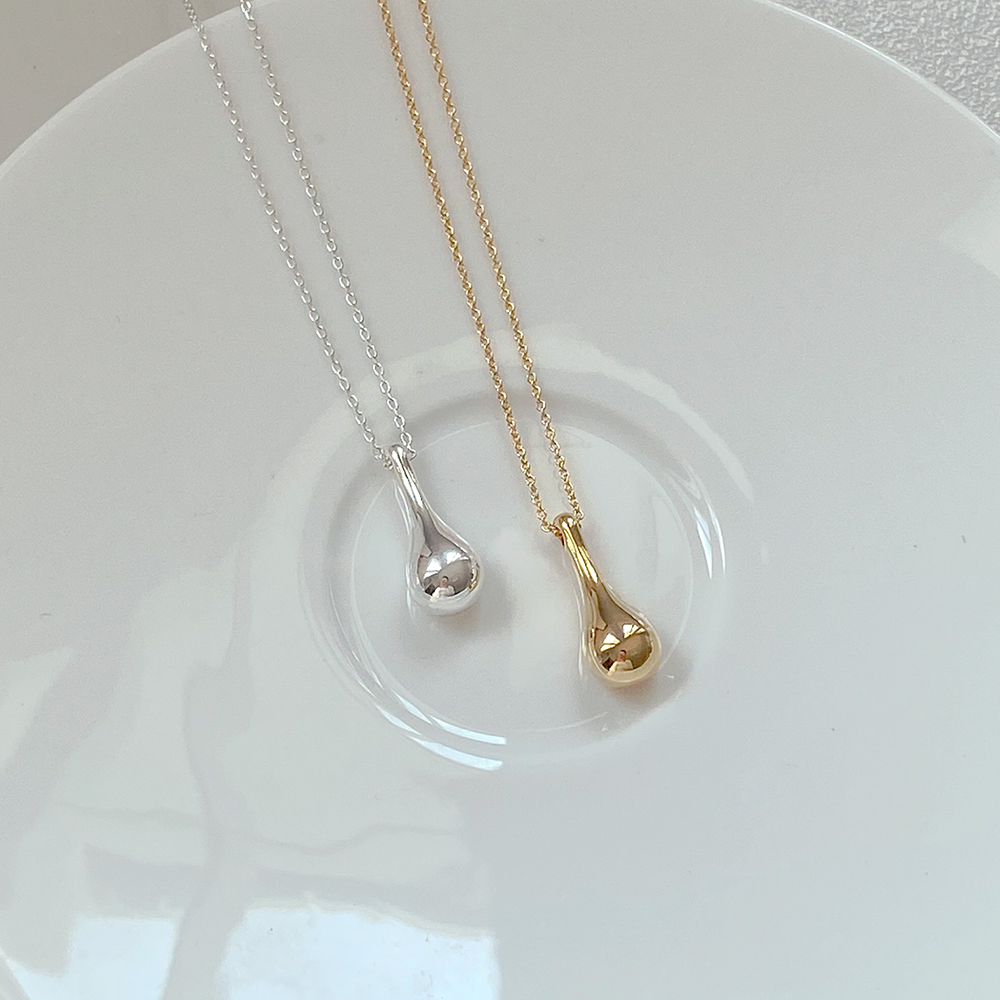 Simple Water drop Bold Silver&Gold Necklace