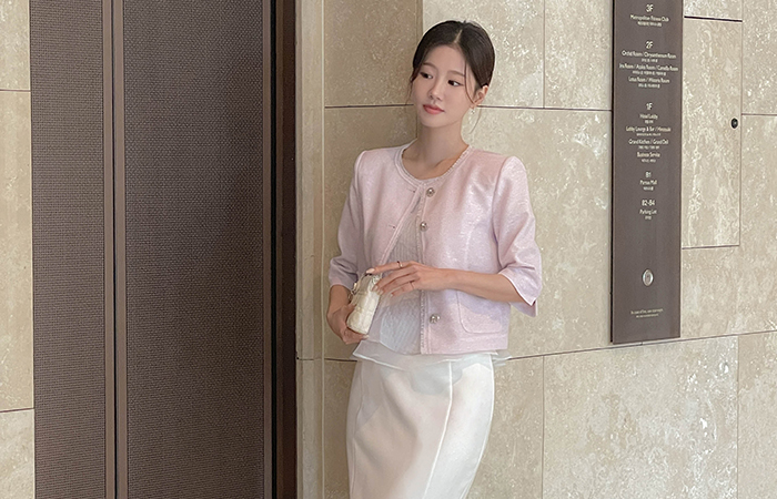 Three-Quarter Sleeves Tassel Tweed Jacket