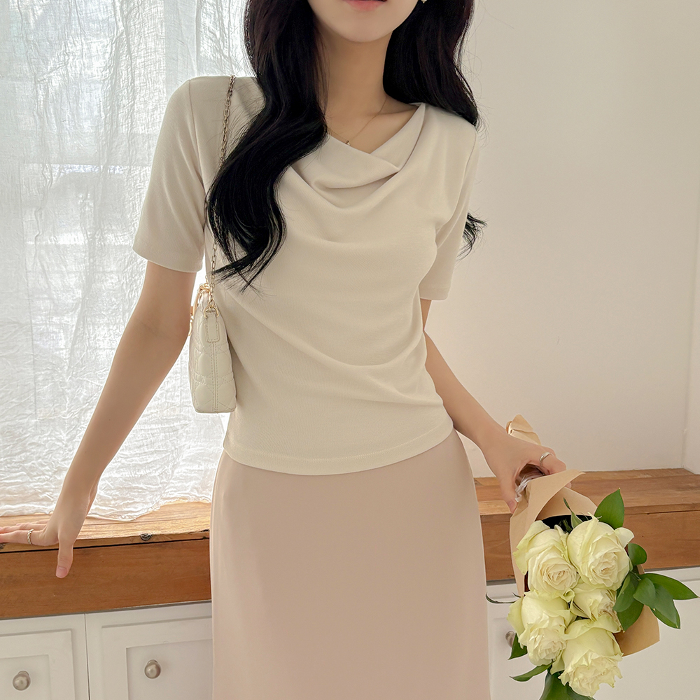 Cowl Neck Span T-shirt
