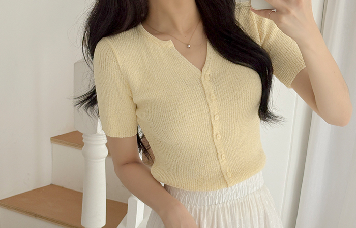 Cutting-Neck Summer Short-sleeve Cardigan