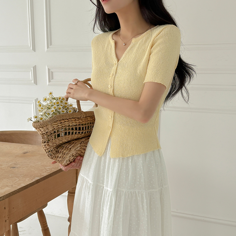 Cutting-Neck Summer Short-sleeve Cardigan