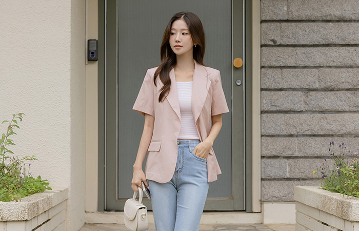 Pastel Summer Linen Standard Short-sleeve Jacket