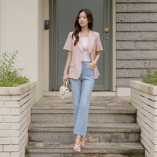 Pastel Summer Linen Standard Short-sleeve Jacket
