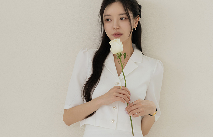 Collar Crop Tweed Set-up Jacket
