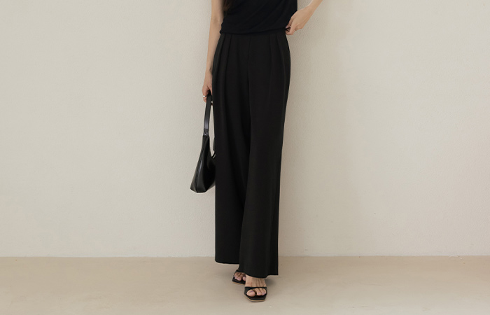 Soft pintuck Wide Summer Slacks