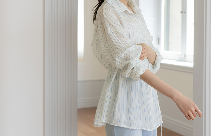 Candy See-through Stripe Shirt(+Belt)