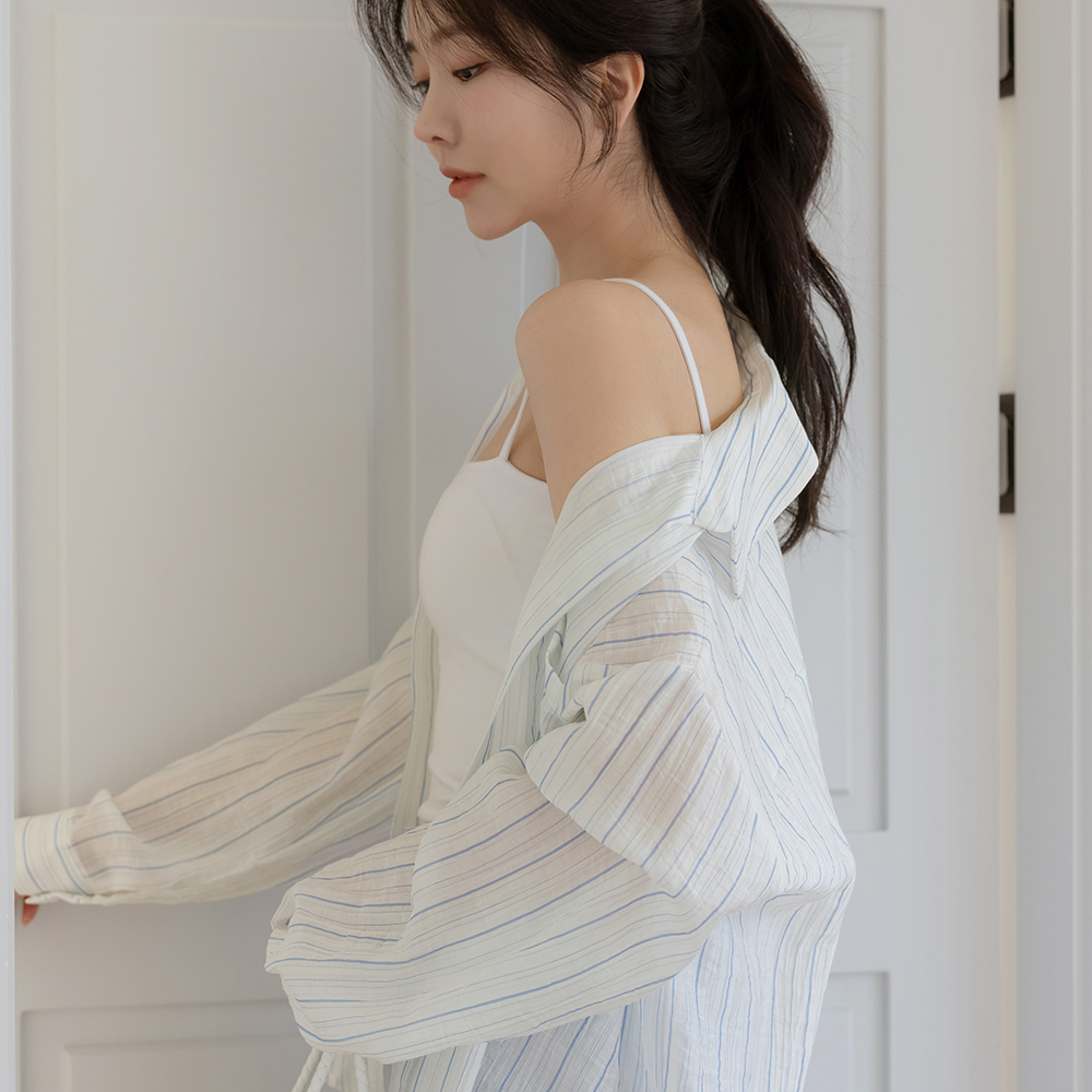 Candy See-through Stripe Shirt(+Belt)