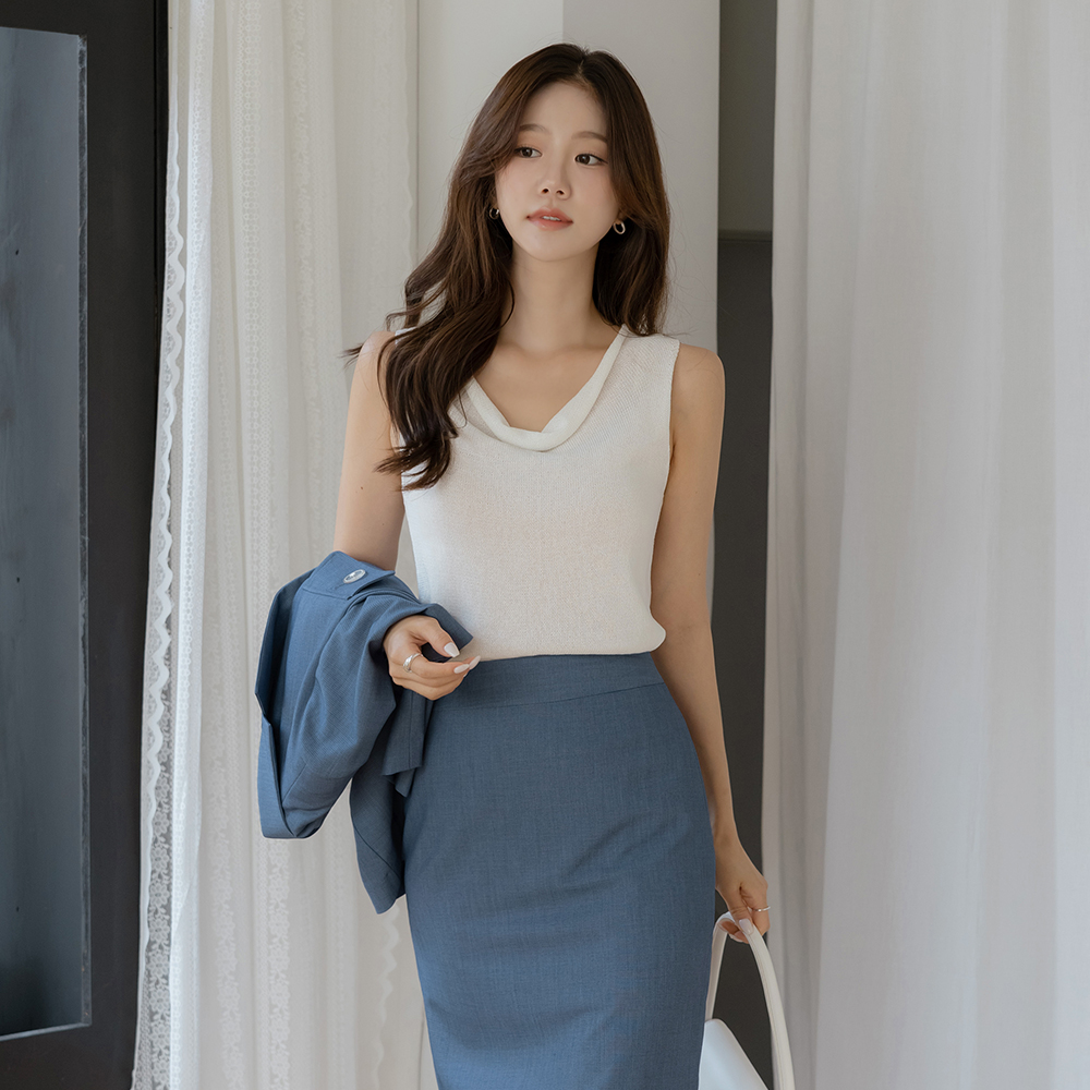 Summer Pastel Cowl Neck Sleeveless shirts Knit