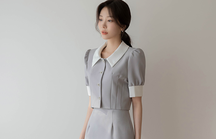Grace Polo Crop Set-up Jacket