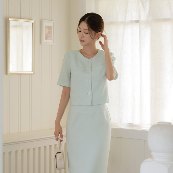Summer Tweed Short-sleeve Set-up Jacket
